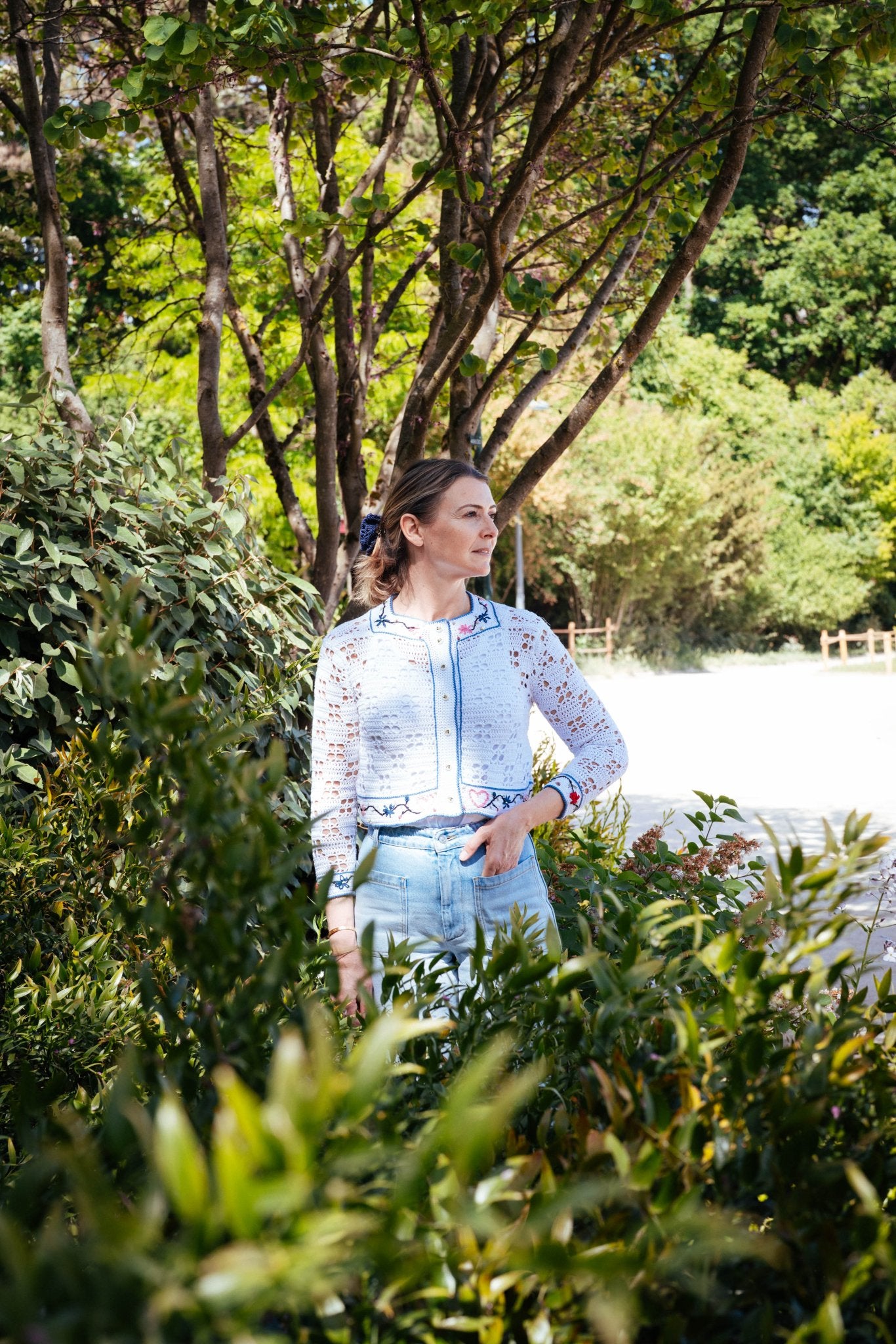 Mitzi Cropped Crochet Cardigan - Hand - Crocheted Organic Cotton - MICHAELA BUERGER