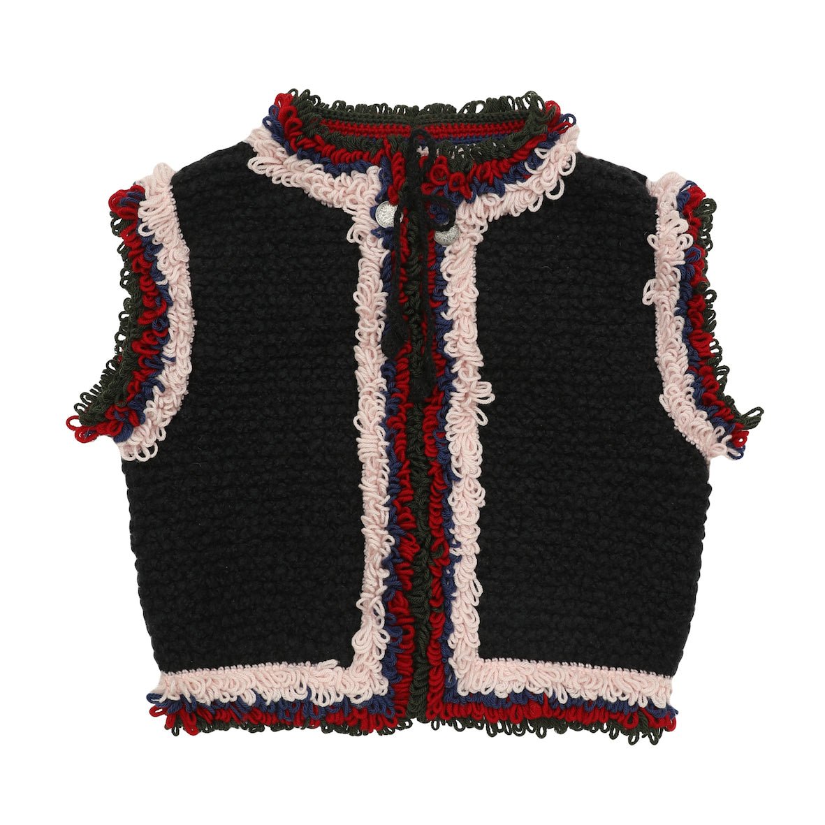 Artisan handmade wool vest texture bouclé knit craftsmanship