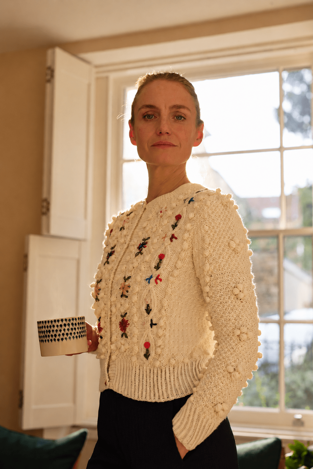 Polly Handknitted Merino Wool Cardigan - Cream White - MICHAELA BUERGER