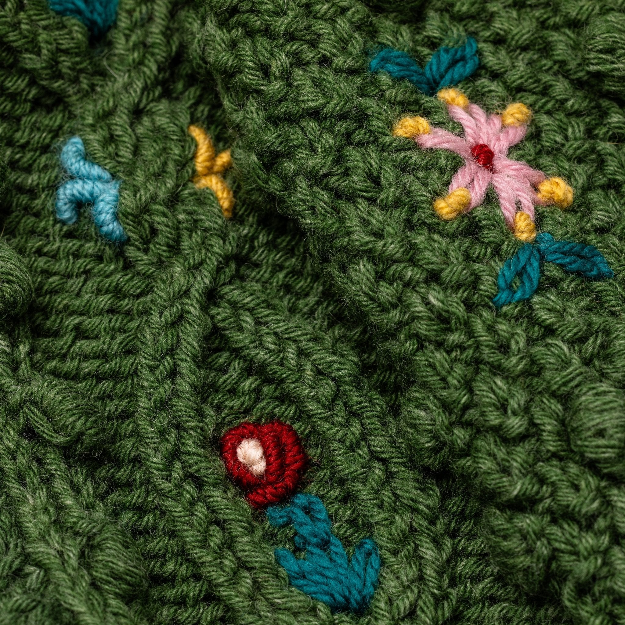 textured merino wool cardigan with wildflower embroidery