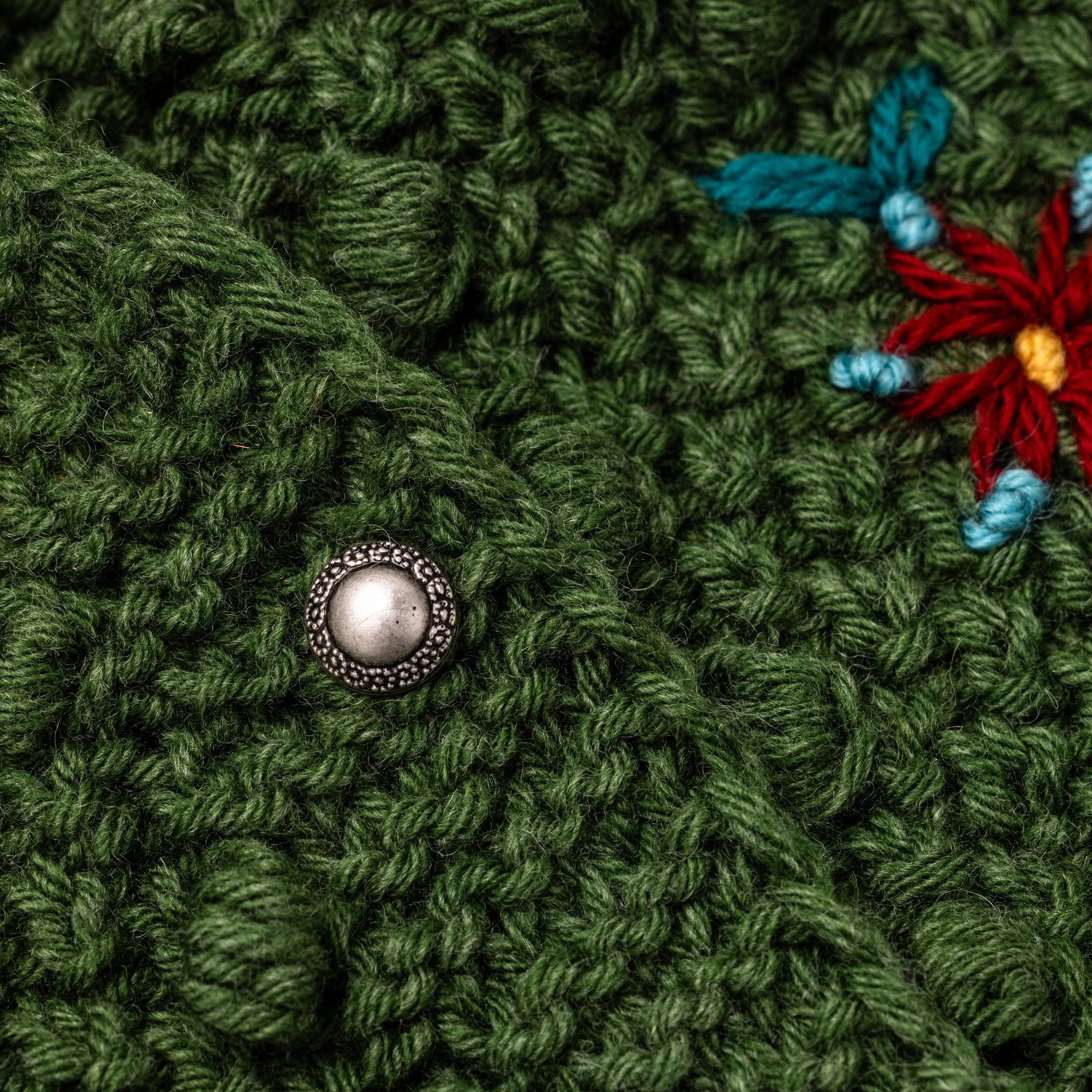 textured merino wool cardigan with wildflower embroidery