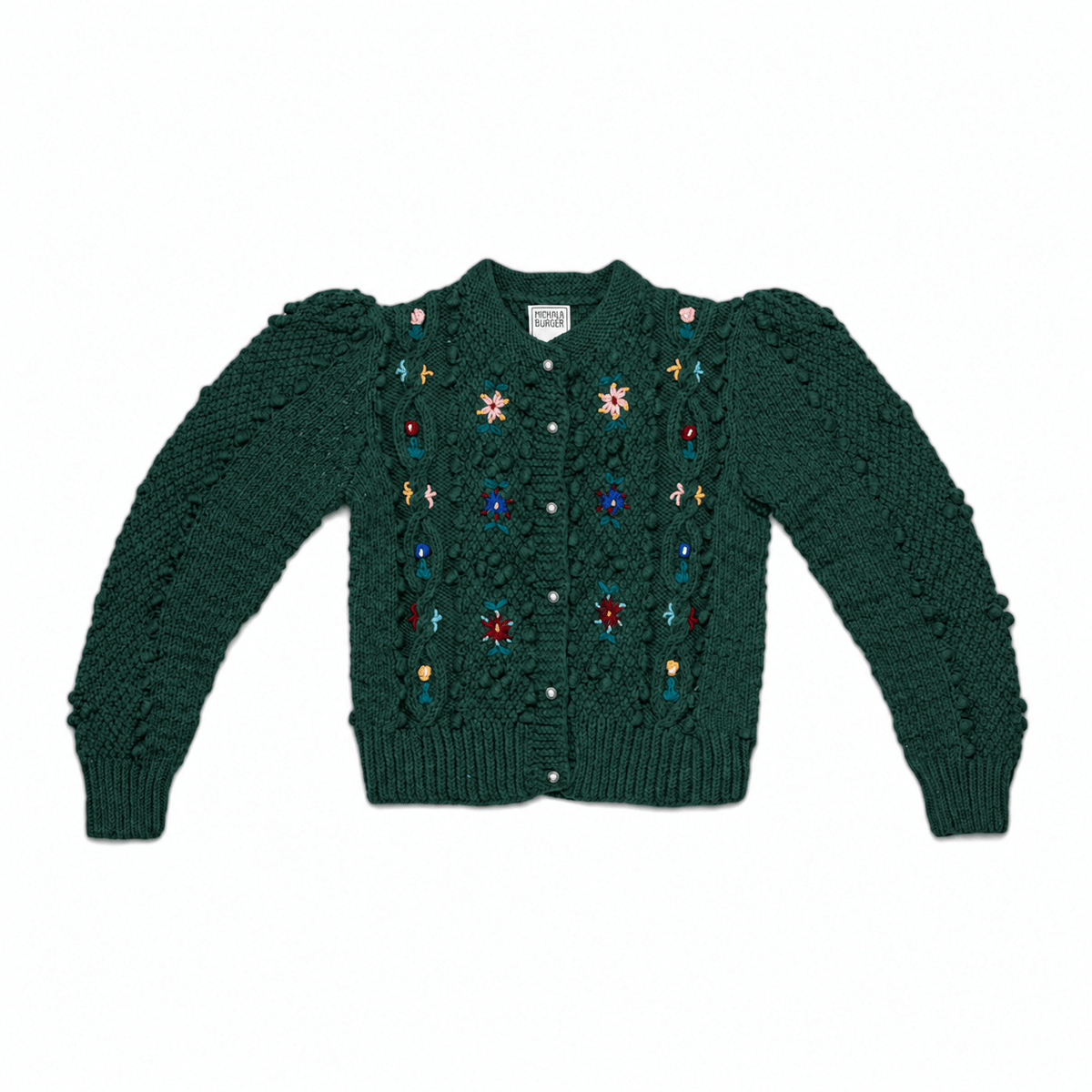 Polly Handknitted Merino Wool Cardigan - Pine Green - MICHAELA BUERGER
