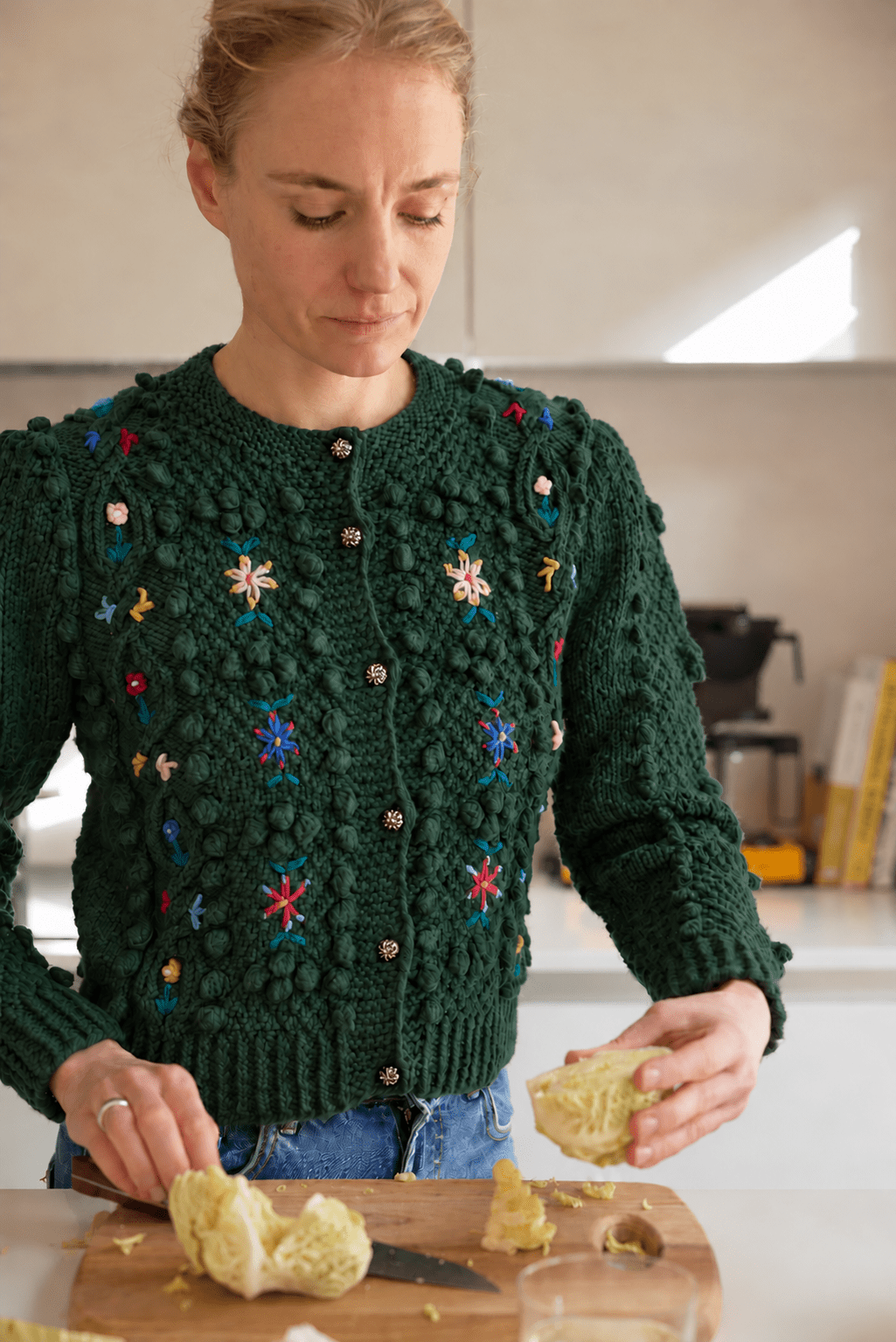 Polly Handknitted Merino Wool Cardigan - Pine Green - MICHAELA BUERGER