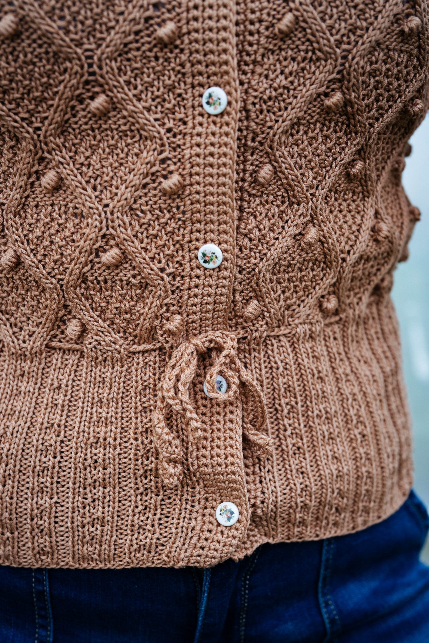 Rosalie Cardigan – Alpine Clay Mercerized Cotton Handknit - MICHAELA BUERGER