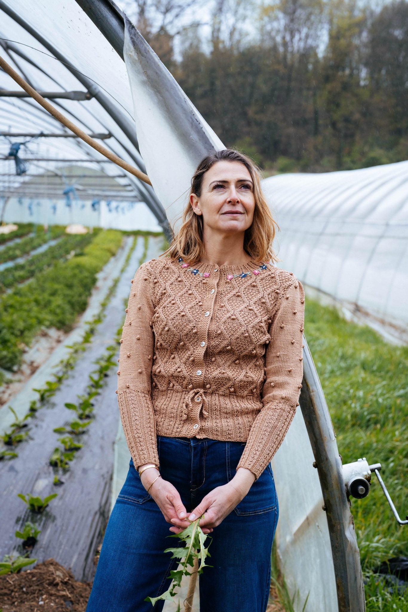 Rosalie Cardigan – Alpine Clay Mercerized Cotton Handknit - MICHAELA BUERGER