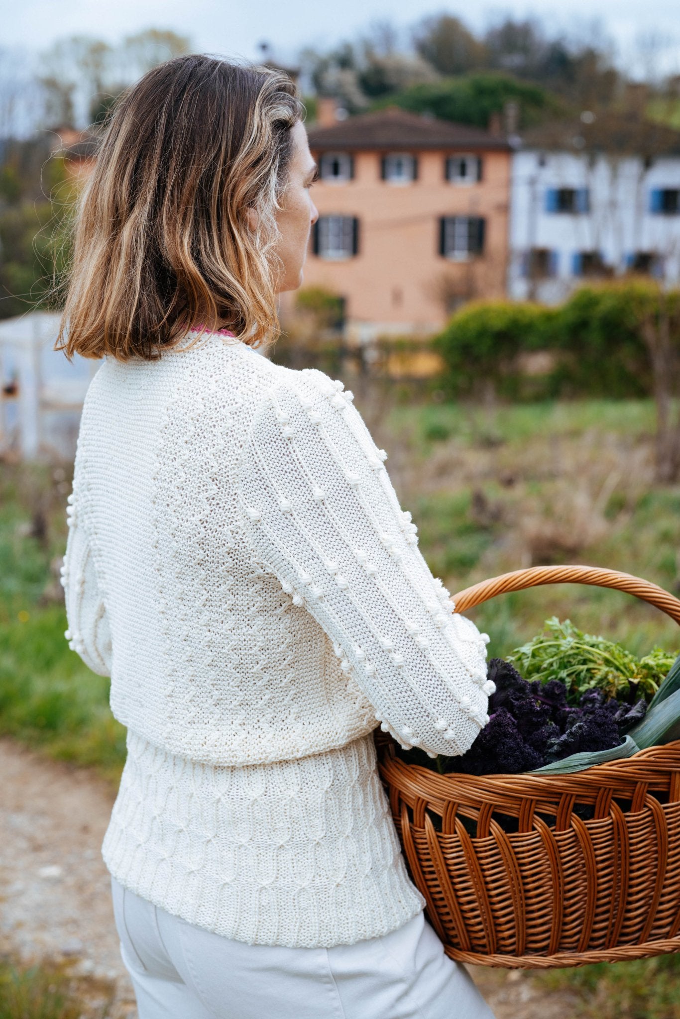 Seraphina Cardigan Cream Cotton | Hand - Knitted with Floral Embroidery - MICHAELA BUERGER