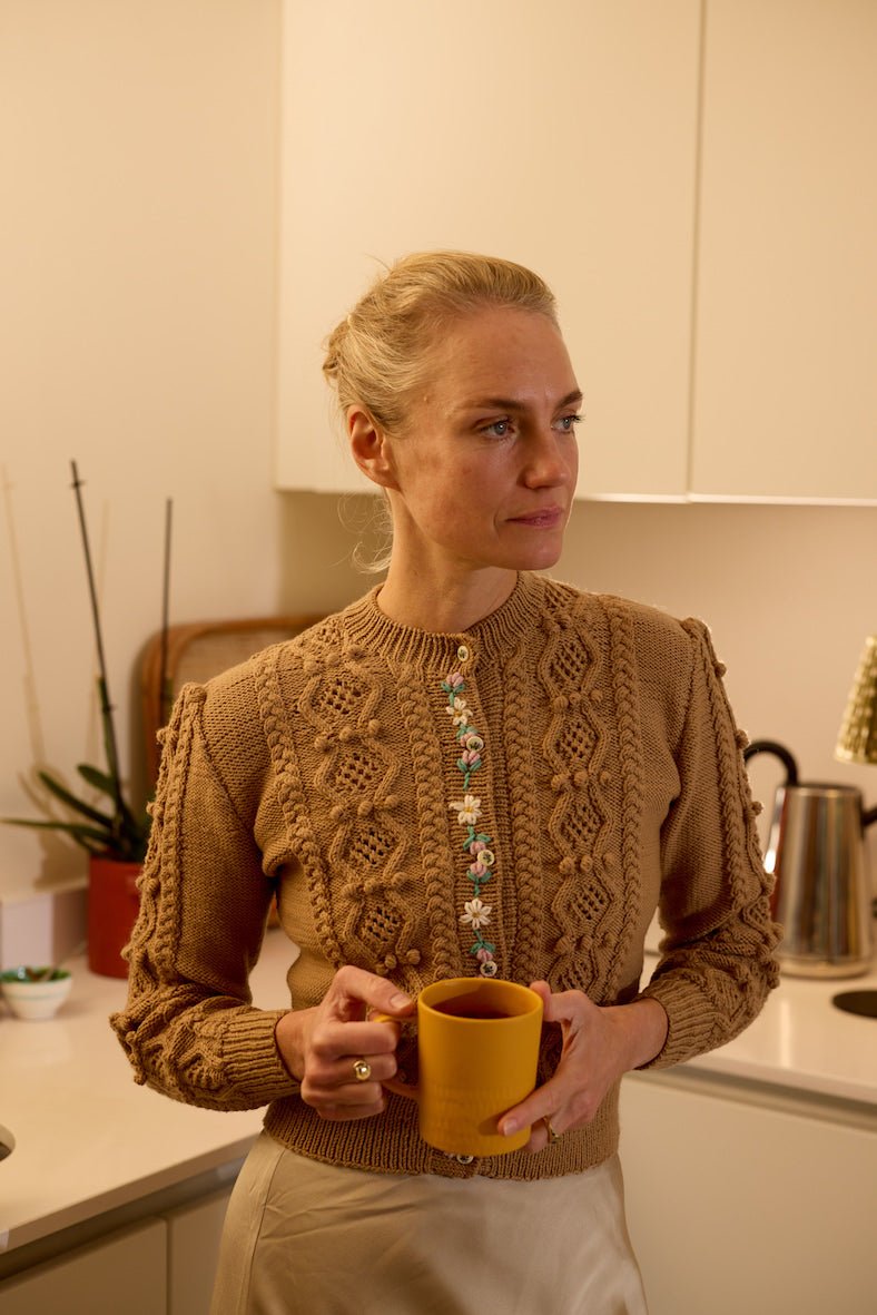 textured alpine knit cardigan women