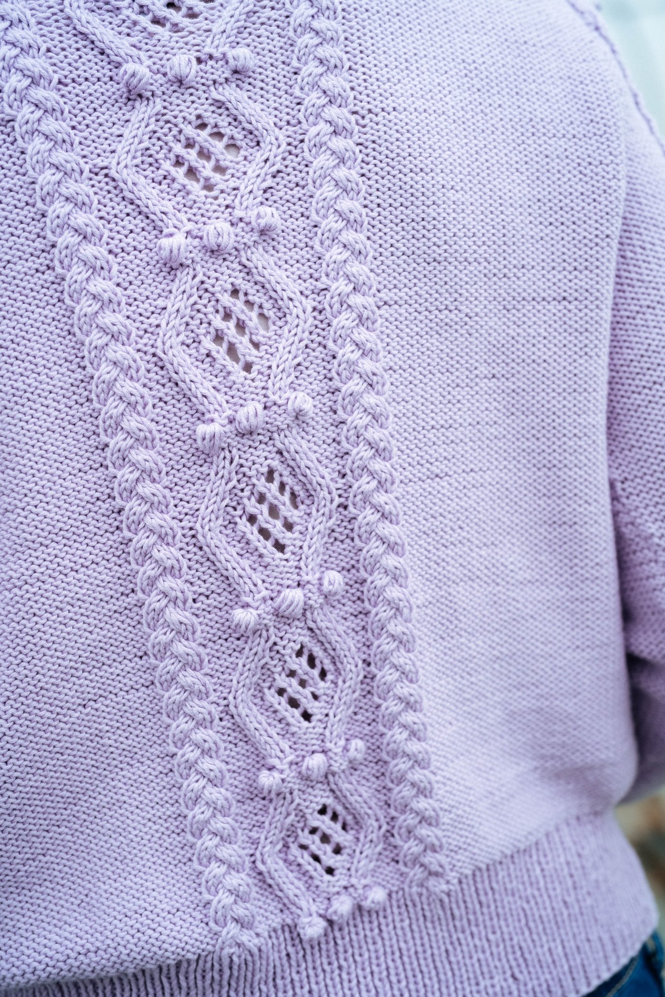 Thekla Cardigan Lilac Organic Cotton | Hand - Knitted Alpine Knit - MICHAELA BUERGER