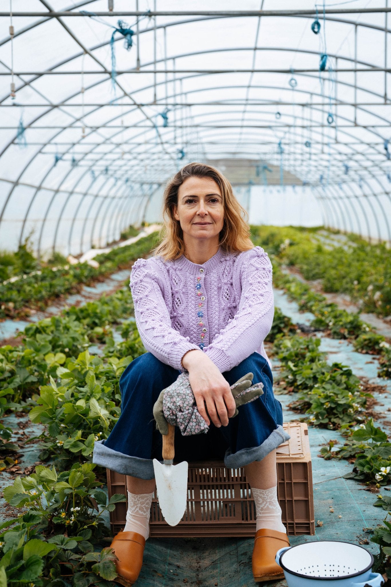 Thekla Cardigan Lilac Organic Cotton | Hand - Knitted Alpine Knit - MICHAELA BUERGER